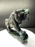 Statue de Tigre Sculptée en Agate Mousse, Artisanat en Cristal pour la Décoration Feng Shui et les Objets de Collection – Vente en Gros