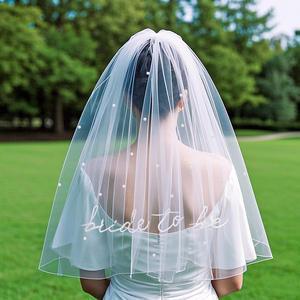 Peigne à cheveux de mariée avec voile, broderie de perles et strass, double couche, pour enterrement de vie de jeune fille, fête de mariage, accessoires de douche nuptiale - Product Image 2