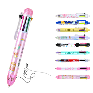 Custom Logo Printed 6-in-1 Multi-Color Ink Plastic Ballpoint <b>Pen</b> Promotional Novelty School Supplies Student Gift - Product Image 1