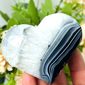 Cœur d'agate rayée noire, cristal d'énergie naturel poli, pour la décoration de la maison et du bureau, cadeau artisanal de guérison Reiki - Product Image 4