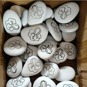 Pierre <span class=keywords><strong>de</strong></span> galets bruts naturels créatifs plats blancs peints à la main bricolage avec décorations <span class=keywords><strong>de</strong></span> dessins animés - Product Image 4