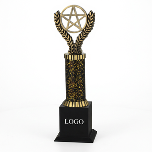 Trofeo Deportivo de Aleación de Zinc con Diseño de Estrella y Hojas de Laurel con Impresión UV, Acabado Negro, 14.5 Pulgadas, Modelo 639 - Product Image 1