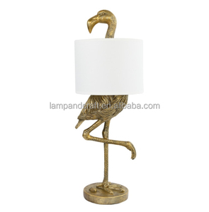 Lámpara de Mesa Decorativa Poly Bird con Pantalla de Lino Beige para Vestíbulo de Hotel, Habitación de Huéspedes, Sala de Estar y Dormitorio - Product Image 1