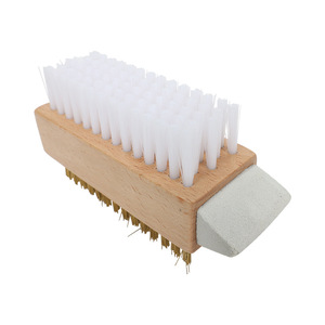 Solid Wood Double-sided Shoe <b>Brush</b> With White And Bronze Bristles For Suede And Snow Boots Cleaning - Product Image 3