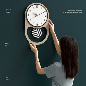 Wozoom <b>Wall</b> <b>Clock</b> Oval 29cm X 47.5cm <b>Silent</b> Quartz Battery Powered Living Room Decoration Modern Minimalist Style - Product Image 1
