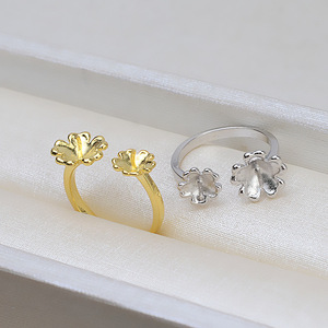 S925 <b>Silver</b> Open Ring Female Double Pearl Ring Pearl Finger Ring Handmade Jewelry DIY Accessories Jewelry Findings Components - Product Image 2