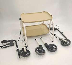 Déambulateur à roulettes, chariot pratique avec plateaux intégrés et freins à main, rollator - Product Image 5