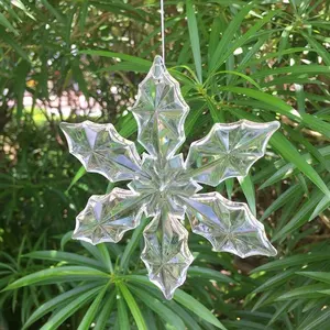 Dongguan venta al por mayor 23,5 cm de plástico acrílico transparente de Navidad copo de nieve