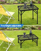 Table pliante portable en aluminium réglable en hauteur de 90x60cm pour le camping en plein air, le patio et le barbecue.