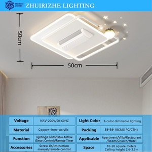 Ventilatore a Soffitto LED Moderno Silenzioso con Telecomando, Tre Colori, Vento Potente, Anti-Sfarfallio, Senza Pale, per Soggiorno, <span class=keywords><strong>Camera</strong></span> <span class=keywords><strong>da</strong></span> Letto, Sala <span class=keywords><strong>da</strong></span> <span class=keywords><strong>Pranzo</strong></span> - Product Image 3