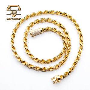 힙합 남성 목걸이 아이스드 <span class=keywords><strong>6mm</strong></span> 로프 체인 925 실버 골드 도금 모이사나이트 로프 체인 다이아몬드 컷 - Product Image 1