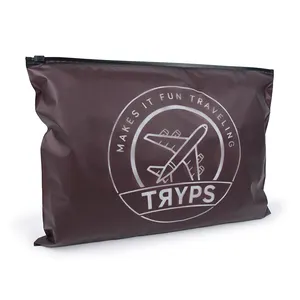 Customized Brown Zipper Bags Plastic Clothes Uniform Packaging Frosted Self Sealing Eco-friendly Packaging Bags For Clothes