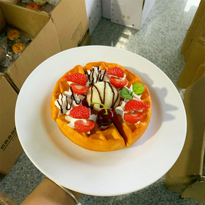 Waffle Fruit Cream Dessert Golden Crispy Waffle Delicious Story Strawberry Blueberry Banana Afternoon Tea Enjoy Leisure Time Joy - Product Image 2