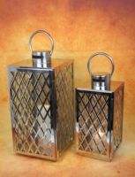 Festival classique luxe Ramadan maison décoration européenne extérieure lanterne en acier inoxydable verre chauffe-plat bougeoir