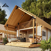 Tente Safari de Luxe pour Hôtel Glamping, Structure Double en Bois Massif, Idéale pour les Voyages en Famille et les Complexes Estivaux, Grande Tente de Haute Qualité