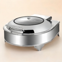 Plateau isotherme rond en acier inoxydable, chauffe-plats pour hôtels et restaurants, plat de service professionnel, fournitures de traiteur DDP