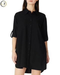 <span class=keywords><strong>Moden</strong></span> hiện đại của phụ nữ dài tay áo thoáng khí cotton abaya Áo chẽn phong cách giản dị khiêm tốn áo cánh và áo sơ mi - Product Image 3