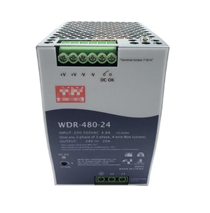 WDR-480-24 480W แหล่งจ่ายไฟแบบราง DIN 24V 20A อินพุตสองเฟส ระบบ PFC แบบแอคทีฟ ชุดแปลงไฟ AC-DC สำหรับอุตสาหกรรม - Product Image 5
