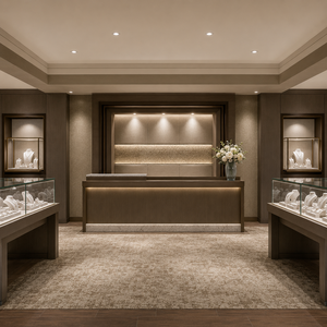 Vitrines de présentation de bijoux en verre sur mesure de luxe, éclairées par LED, pour solution d'aménagement intérieur de magasin de bijouterie haut de gamme - Product Image 2