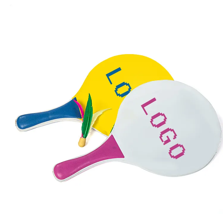 Juego deportivo con logotipo personalizado, juguete de playa, raqueta de playa de madera, juego de murciélago, paletas de bolas, juguetes al aire libre para niños