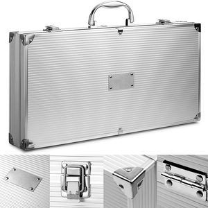 Ensemble de 19 outils de cuisson portables pour barbecue au charbon de bois en plein air, en acier inoxydable, avec boîte en aluminium, manche long, résistant à la chaleur - Product Image 6