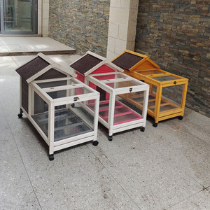 Eekhoorn- en dierenkooi met houten frame, wielen, afsluitbare grendels, gaaspanelen - extra groot, voor huishoudelijk gebruik, geschikt voor meerdere huisdieren zoals konijnen, cavia's en ratten - Product Image 2