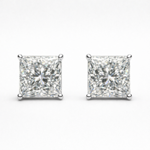 Premium Fine Platinum Princess Cut Stud <b>Earrings</b> Secure Screw <b>Back</b> High Clarity Brilliant Sparkle Elegant Jewelry Daily Party - Product Image 3