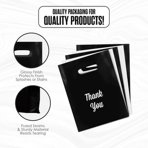ถุงช้อปปิ้งพลาสติก ขนาด 16x18 นิ้ว หนา 1.75 มิล สีดำ สีขาว หูเจาะแบบไดคัท ถุงสำหรับร้านค้าปลีก แพ็ค 100 ใบ - Product Image 3