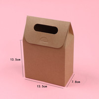 Sac en papier kraft portable pour biscuits, macarons, gâteaux, boîte à rabat simple pour nougats, emballage