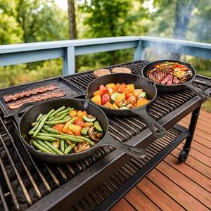 Juego de Sartenes de Hierro Fundido Pre-Sazonadas, Sartén para Asar y Sartén Plana para Cocina de Inducción y Horno - Product Image 2