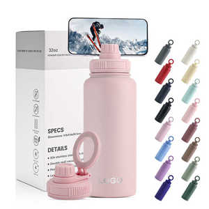 Botella de agua con tapa magnética, botella de acero inoxidable de 1000ml, botella de agua aislada al vacío de doble pared para gimnasio con soporte magnético para teléfono - Product Image 2