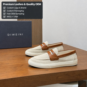 Nouvelles Chaussures de Marche de Luxe pour Hommes en Toile Beige de Créateur avec Finition en Cuir Marron de Haute Qualité – Baskets Zapatillas - Product Image 1
