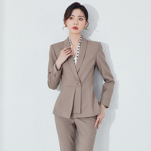 Women's Navy Blue Suit Set Long Sleeve Professional Hotel Uniform Workwear Formal Wear Fall 2024 Skirt Jacket Set - Product Image 4