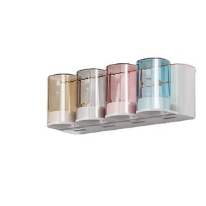 Ouyouke Toothbrush Holder Wall Mounted Plastic 4 Cup Storage Rack Bathroom Minimalist Design - Product Image 5