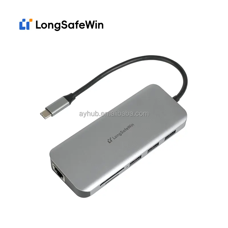 VGA USB 3.0 RJ45 PD SD USB-C 포트가있는 9-in-1 Type-C 허브 확장 도킹 노트북 도킹 스테이션