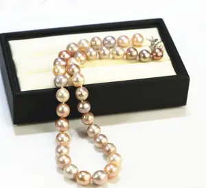 High Quality Pearls Necklaces 11-12mm Edison Round Wholesale Multicolor Women Gift Jewelry High Quality Natural Real Freshwater Genuine Pearl Elegant Necklace