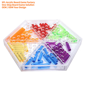 Jeu de société XFL : Jeu de Dames Chinoises en Acrylique Personnalisé, Ensemble Halma en Lucite, Jeu de Stratégie de Table pour le Divertissement Familial - Product Image 1