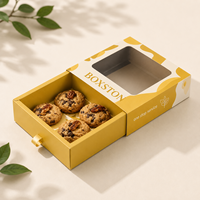 Boîte en carton personnalisée avec languette à ruban pour biscuits, chocolats, et emballage à emporter pour coupes de sauce, avec fenêtre transparente