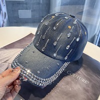 Gorra de Béisbol de Mezclilla con Cristales de Imitación Brillantes para Mujer, Gorra Trucker con Diamantes Brillantes para Fiestas, Uso Diario, Compras, Regalo