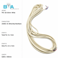 Câble à 4 conducteurs 24AWG, isolé TPE, blanc, de 6 mm à 2,5 mm, pour câblage interne d'appareils électroniques