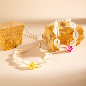 Conjunto de dos piezas, tobillera tejida a mano con concha de bloque de Color Simple chapada en oro para aleación de vacaciones en la playa del Océano - Product Image 1