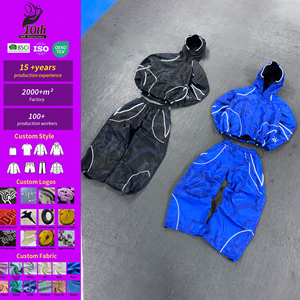 US Free Tax Custom Lightweight Jogger Nylon Set 3m Reflective Zip up Hoodie and Nylon Track Pants Windbreaker Outdoors Tracksuit - Product Image 1