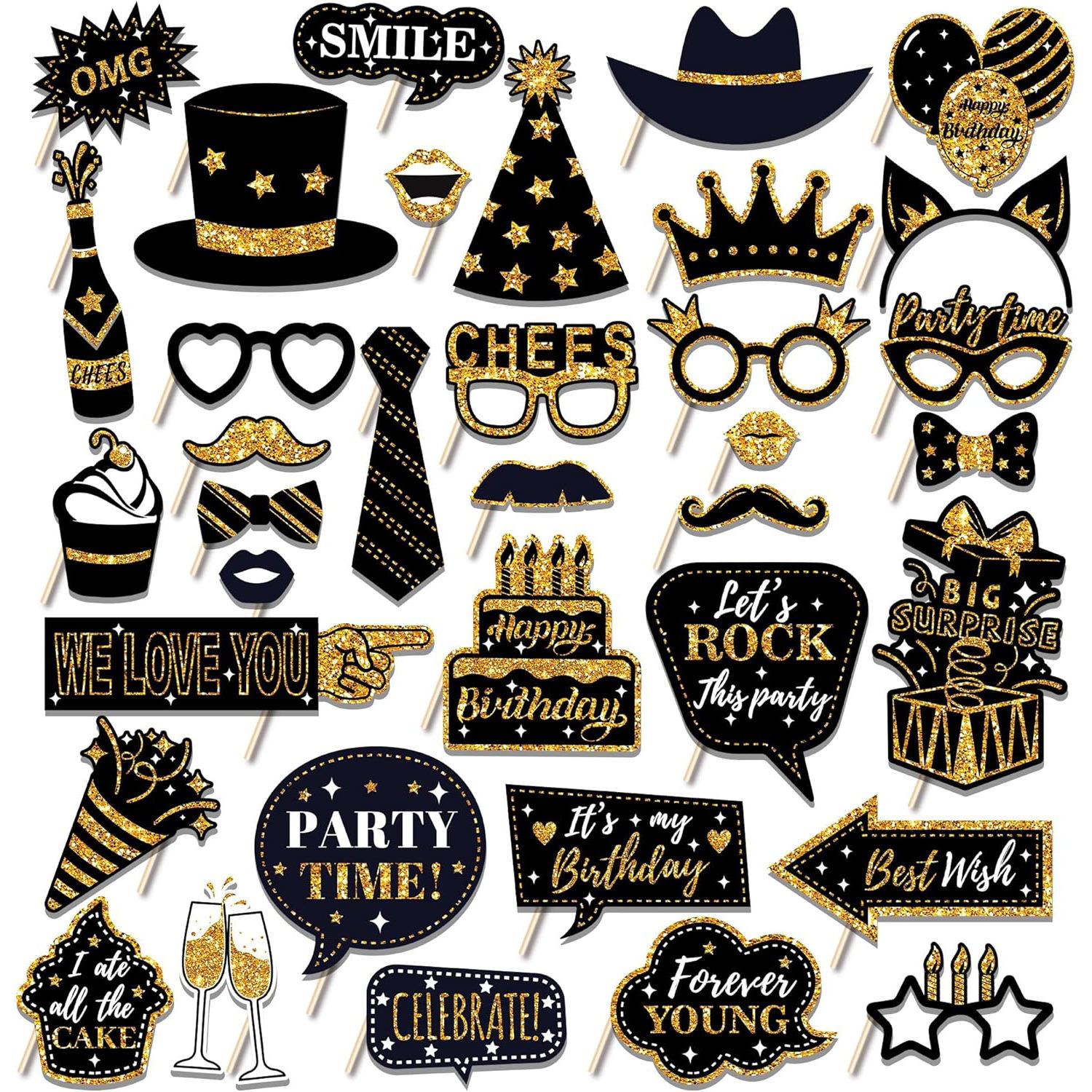 36Pcs/Set Black&Gold