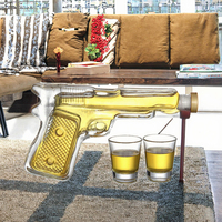 Bouteille de vin transparente en gros, forme de pistolet, bouteille de vin en verre pour liqueur avec bouchon en métal à vis