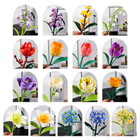 Ensemble de blocs de construction DIY pour bouquet de fleurs, roses, tournesols, tulipes, fleurs en briques, décoration de la maison, cadeau, jouet, vente en gros, jouets pour enfants YS66009-66026