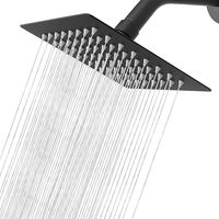 Cabezal de Ducha Ultrafino de Acero Inoxidable Negro Mate de 6 Pulgadas, Alta Presión, Efecto Cascada, Antiobstrucción, para Baño, Uso Residencial