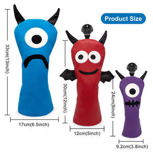 Latest Design Pu Leather Golf Club Head Cover Cute Monsters Embroidery Golf <b>Driver</b> Fairway Hybrid <b>Headcover</b> - Product Image 5