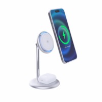 Support de chargeur sans fil magnétique 2 en 1 25W avec ventilateur de refroidissement intégré, support en aluminium pour iPhone, pour AirPods