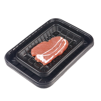 Wegwerp voedselveilige PET zwarte/witte/blauwe rechthoekige voedseltray voor sandwich en sushi afhaalverpakkingen