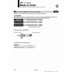 Cylindre de serrage CKG1B50-75YAZ SMC Pneumatics - Product Image 1